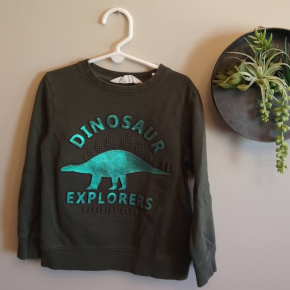 H&M Other - H&M 3D dinosaur army green sweatshirt. "Dinosaur Explores Official Club" wording